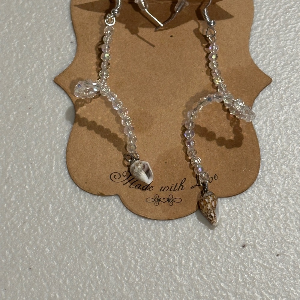 Crystal Beaded Earrings with Shell Accents